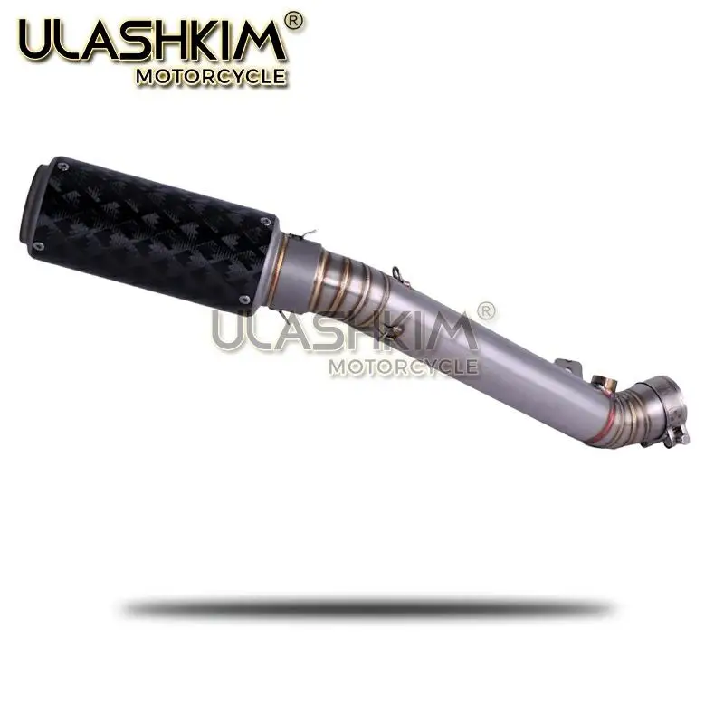 Мотоциклетная выхлопная труба из углеродного волокна с изгибом средней трубы