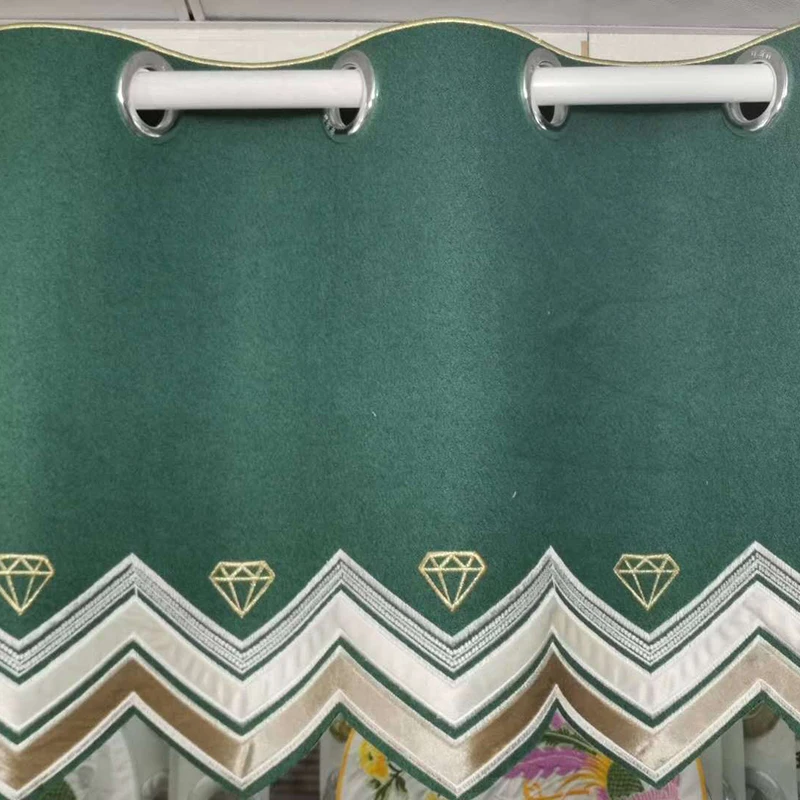 Простой Римский балдахин с алмазным рисунком шениль синий/серый/зеленый для окон