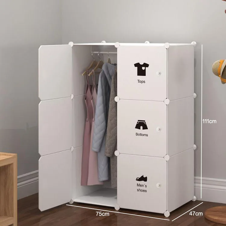 6 Door with 1 hanger Складная шкаф для гардероба Пластиковые Комбинации куб хранения стенной шкаф шкафы Одежда Органайзер мебель для спальни - Цвет: 6 Door with 1 hanger
