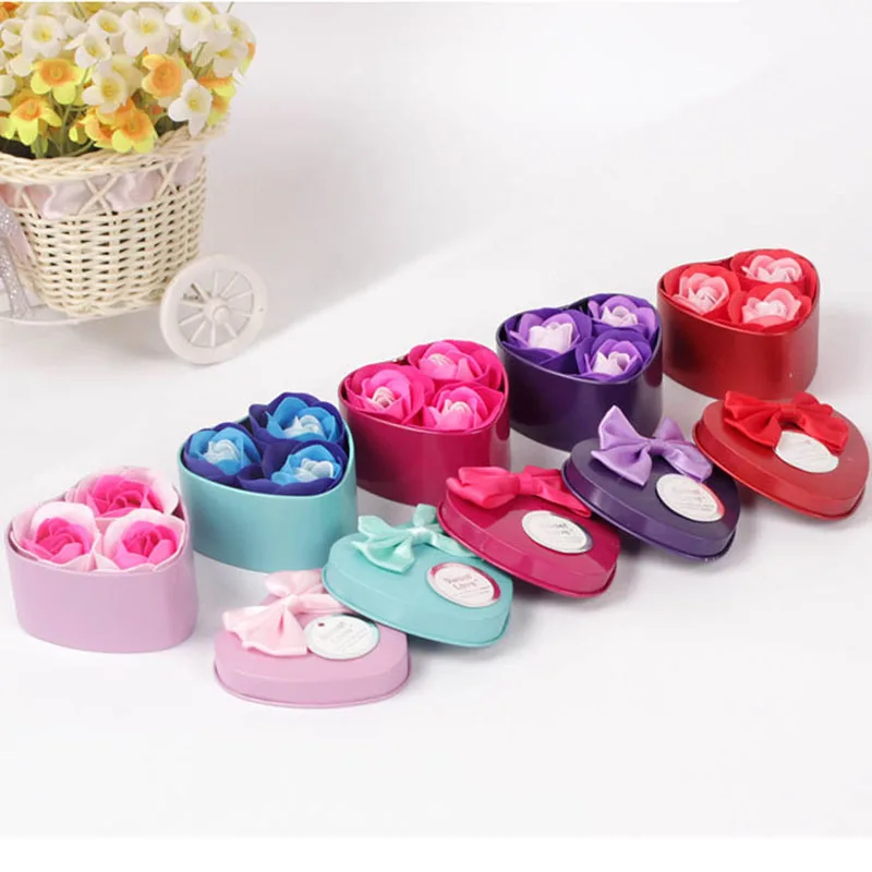 Искусственное мыло на День святого Валентина цветы Роза в форме сердца жестяная