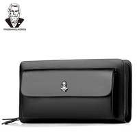 mens double layers day clutch big capacity long wallet male business handbag classic design messenger bag phone cards case