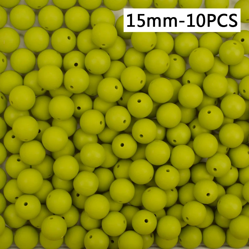 15mm-10PCS Силиконовые бусы 9/12/15 мм Детские Прорезыватель для зубов круглый Прорезывания Зубов Силиконовые Бусины Perle силиконовый зубного прикуса станет заметно Прорезывания Зубов Бусины для изготовления ювелирных изделий - Цвет: 15mm-10PCS