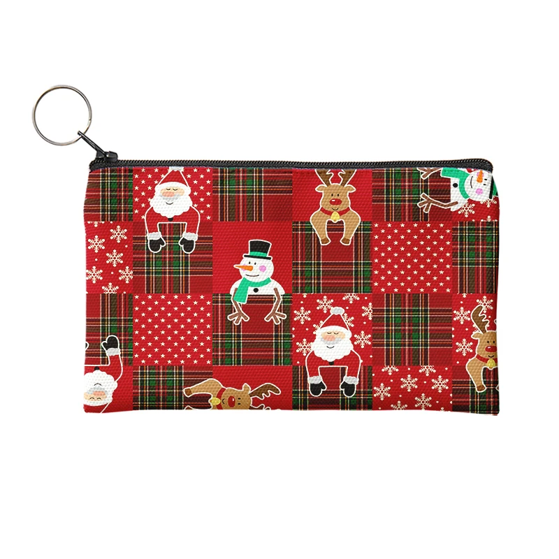

New 1Pcs Women Funny Merry Christmas Coin Purse Fashion Lady Girls Christmas series Wallet Cute Small Canvas Bag With A Zipper