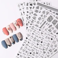 the new 3d nail sticker cool english letter stickers for nail foil love heart design fashion manicure stickers yzw