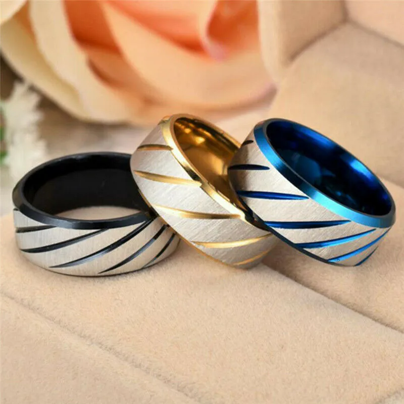 Гладкие простые двойные Скошенные кольца из нержавеющей стали модное кольцо с