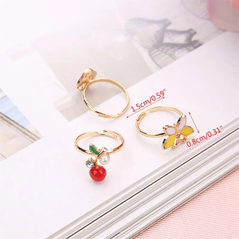 

2021 New 5pcs Fancy Adjustable Cartoon Rings Party Favors Kids Girls Action Figures Toy