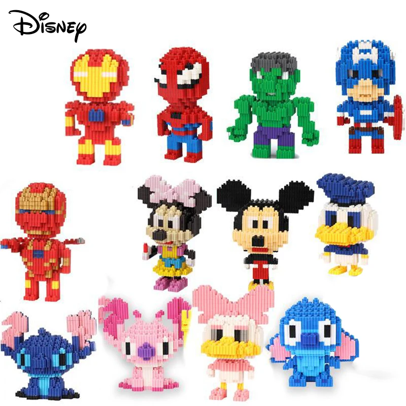 

Детский конструктор «Минни Микки Маус», Ститч Disney, модель 3d человек-паук, детская игрушка