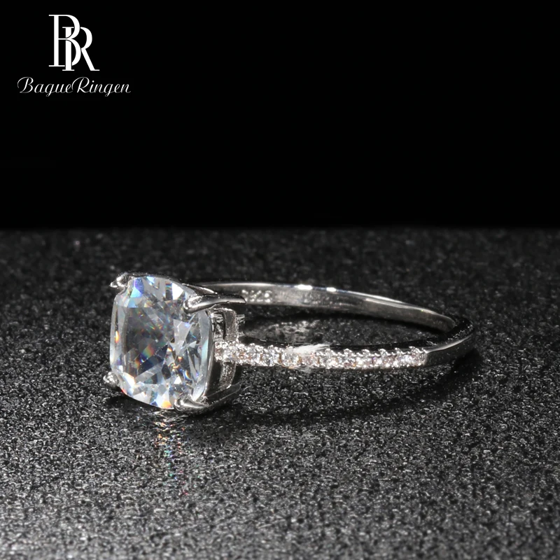 Bague Ringen Classic Silver 925 Jewelry for Women Engagement Rings Square Gemstones Geometry AAA Zircon Princess Wedding Gift | Украшения и