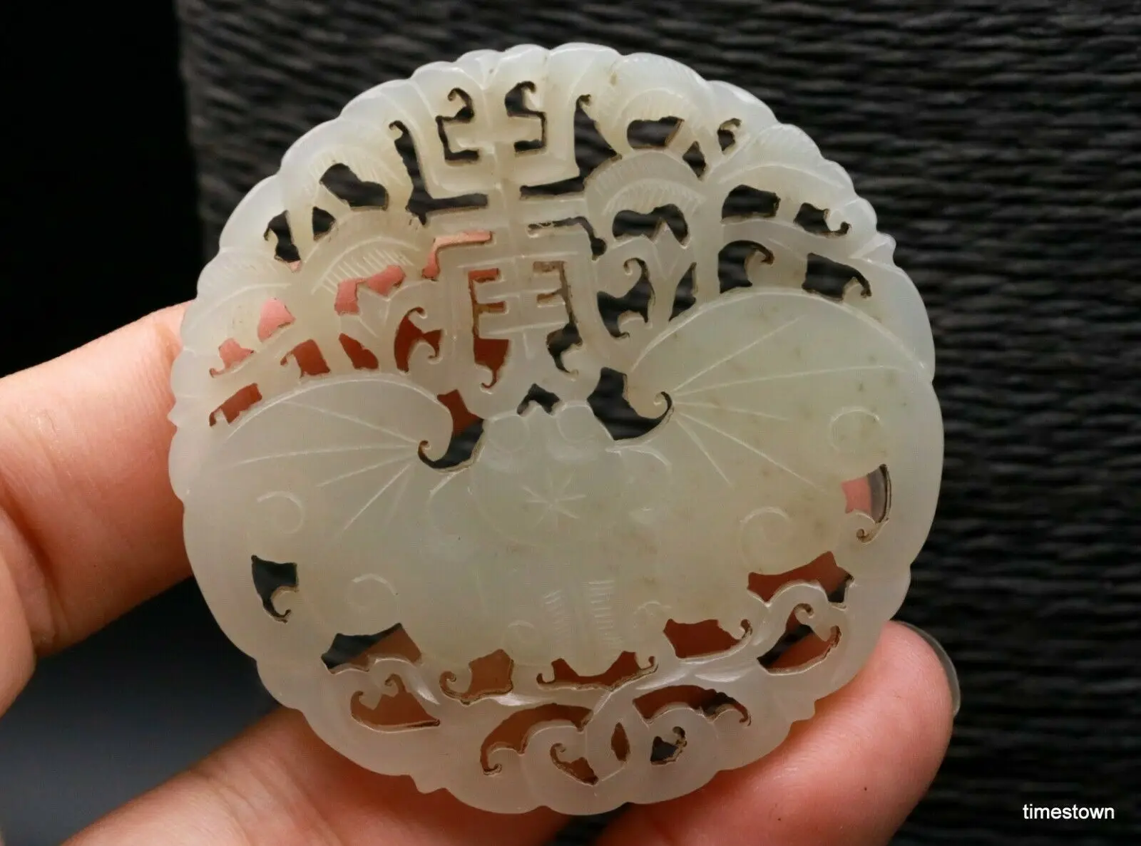 Большое сокровище талисман уникальный китайский Hetian нефрит летучая мышь w Shou