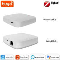 tuya smart home wireless wired zigbee wifi gateway hub work windows sensor temperature and body sensor support alexa google home