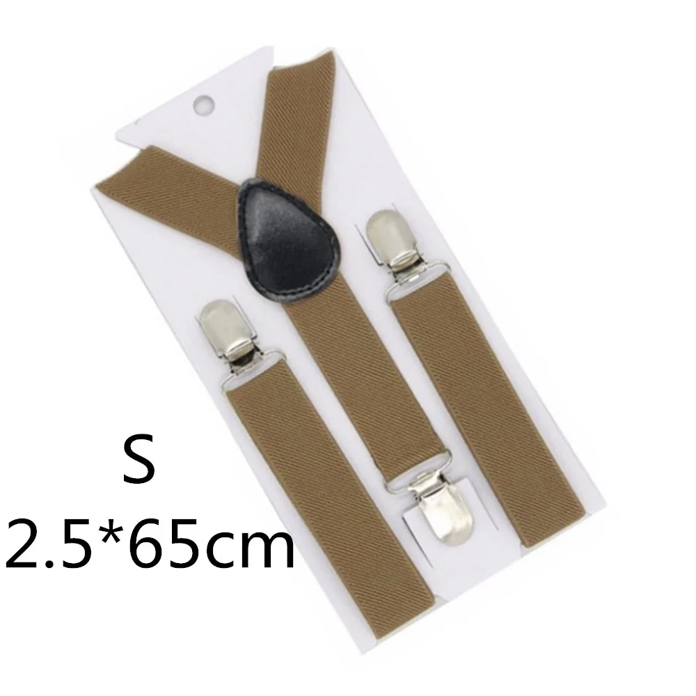 dark khaki-65cm Однотонные подтяжки унисекс для детей и взрослых, для мужчин, женщин, мальчиков и девочек, эластичные регулируемые детские аксессуары-скобы, 5 размеров, для родителей и детей - Цвет: dark khaki-65cm