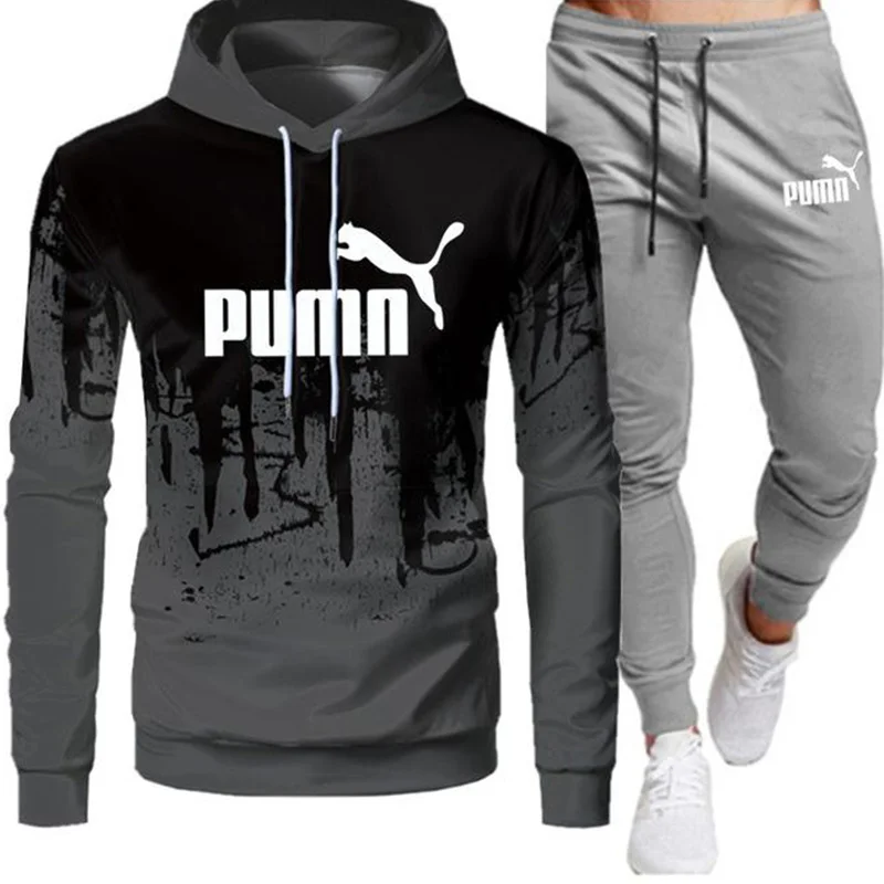 

Tracksuit Men Sets Spring Hoodies Pants 2 Piece Set 2021 Running Hoody Mens Brand Sweatshirt Sport Joggers Sweatpants Suit Male