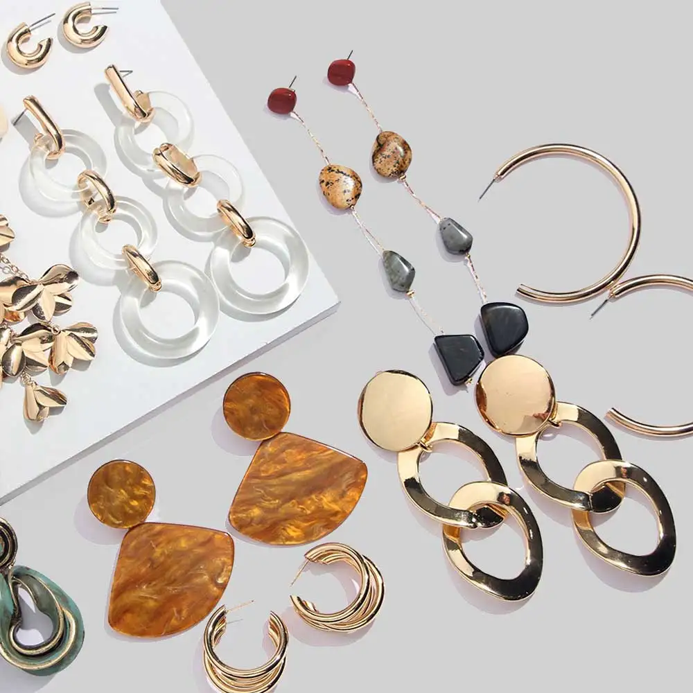 Женские длинные висячие серьги JUST FEEL винтажные металлические золотого цвета из