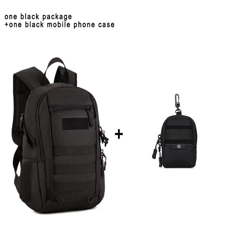 black and phone bag 12л военно-тактический рюкзак, Детская Военная Тактическая Сумка, Детская школьная Водонепроницаемая маленькая сумка, альпинистский походный мини-рюкзак - Цвет: black and phone bag