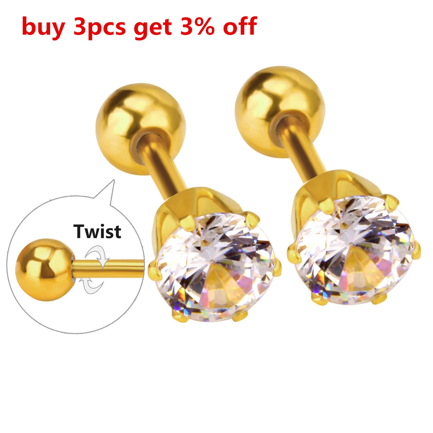 LUXUSTEEL антиаллергенные круглые серьги CZ для женщин и девушек гвоздики из
