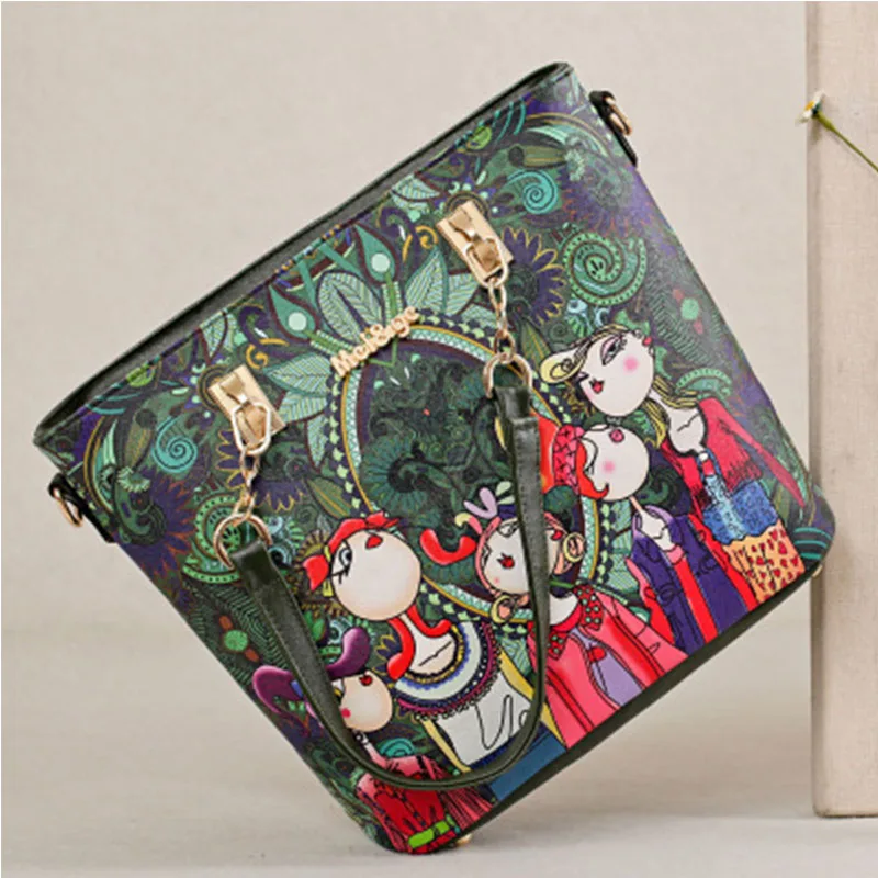 Женская сумка кожаная женская модная мультяшная на плечо высокое качество