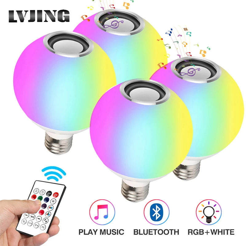4 шт./лот, умный Bluetooth светильник, лампа RGB, магический светильник с регулируемой яркостью, лампа E27, беспроводная Светодиодная лампа с 24 клавишами дистанционного управления