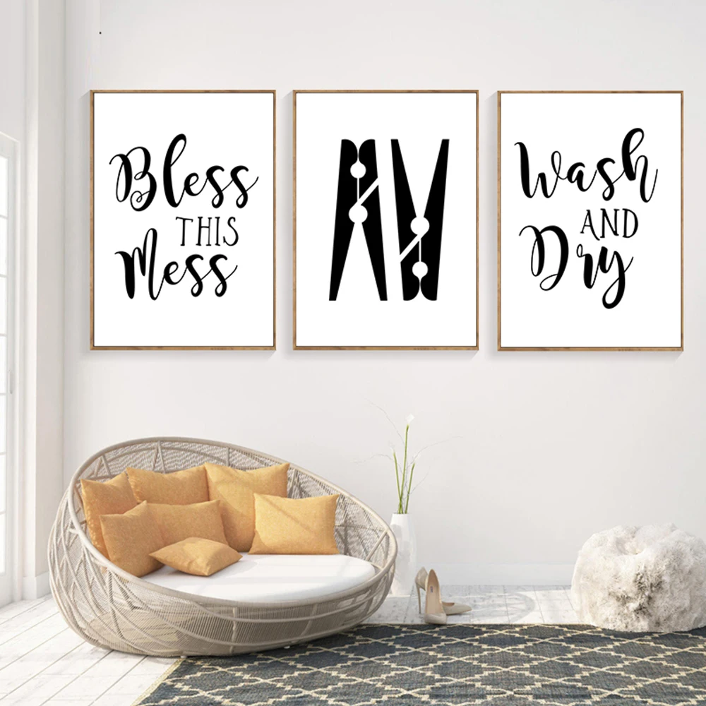 

Wash and Dry Laundry Quotes Wall Art Decor Laundry Sign Prints and Posters Canvas Painting Picture Home Wall Decoration Design