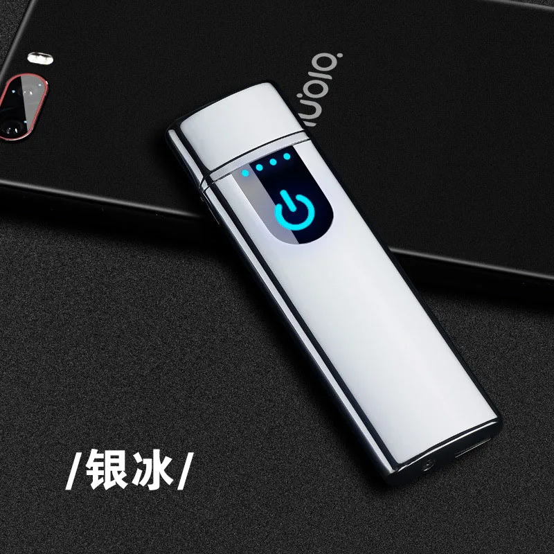 Импульсная дуговая USB Зажигалка Ветрозащитная электрическая зажигалка плазменная перезаряжаемая беспламенная металлическая электронная сигарета пьезо-зажигалка - Цвет: Silver