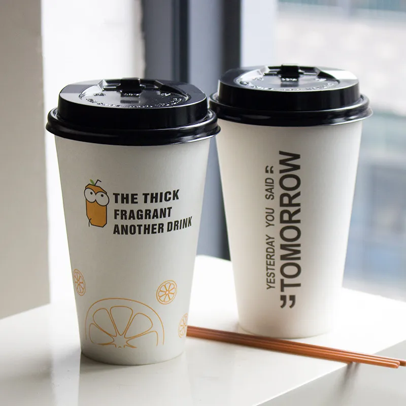 

50 шт., Высококачественная Белая Толстая бумажная чашка для холодного и горячего напитков, 300 мл, 400 мл, 500 мл, картонная Одноразовая чашка для к...