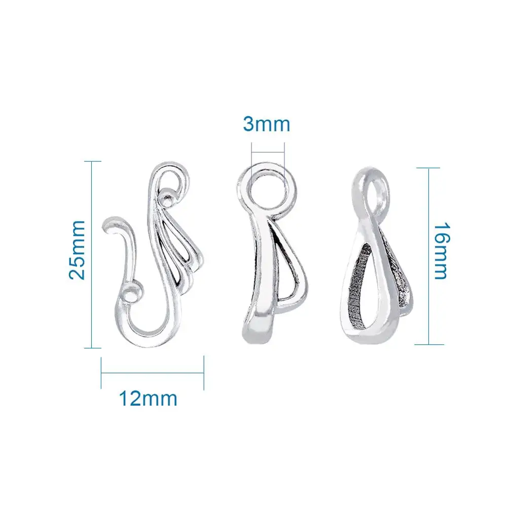 20 комплектов тибетских античных серебряных крючков для крыльев застежка-молния