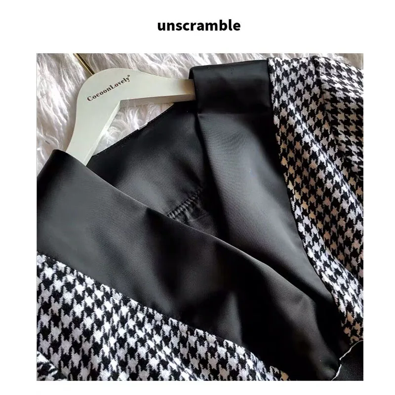 Твидовый комплект из двух предметов с надписью «Houndstooth», женские шорты с высокой талией и широкими штанинами, комплект с укороченным топом, осенняя Клубная одежда, сексуальная одежда для вечеринок