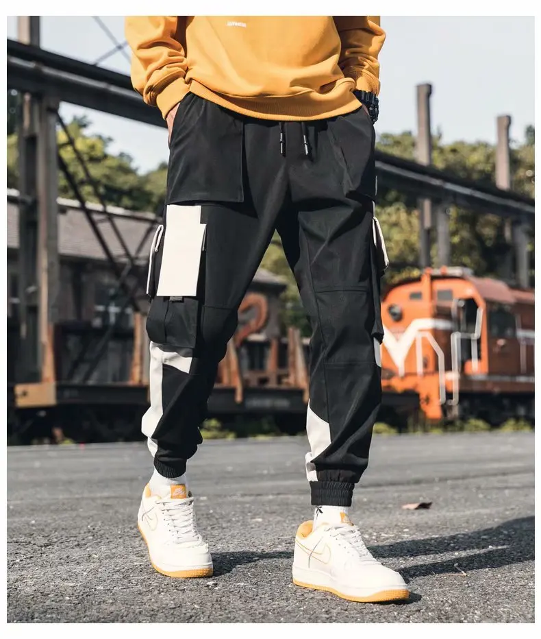 

Men's Cargo Pants New Hip Hop Streetwear Pockets Joggers Trousers Japanese Style Harajuku Harem Sports Pant Men Cotton Clothiong