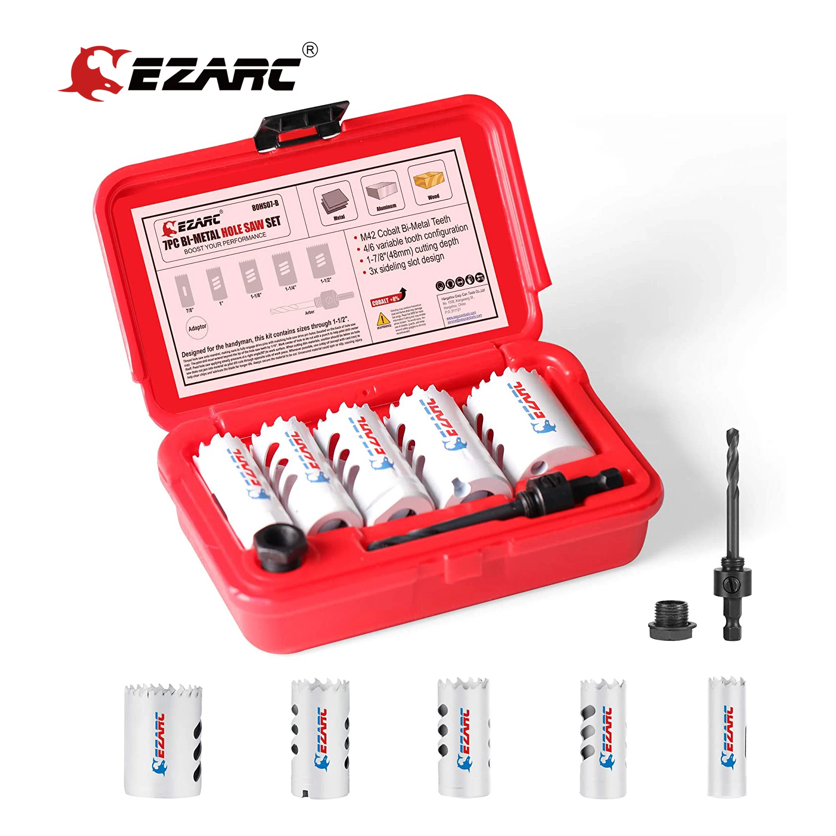 Набор кольцевых пил EZARC из 7 предметов комплект кобальтовых резак для сверления