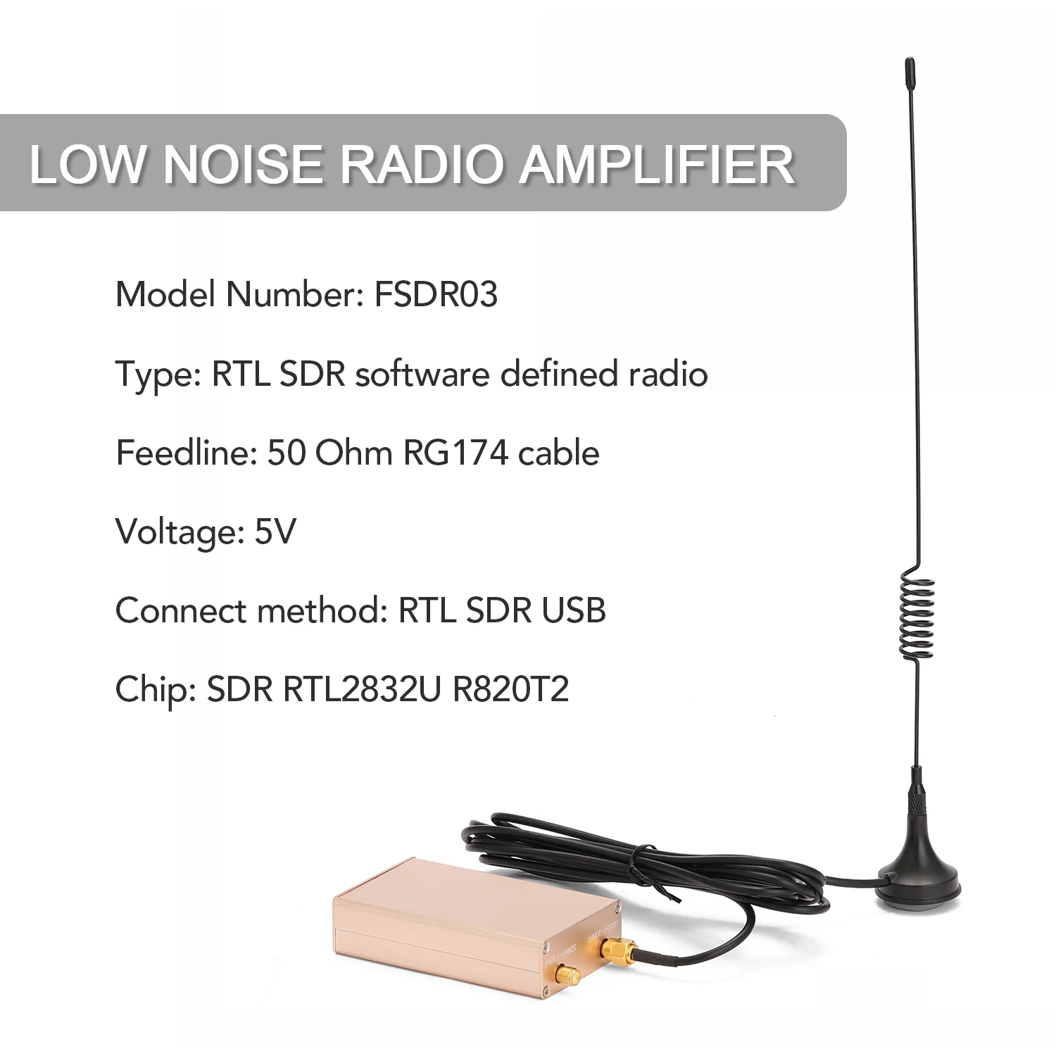 Усилитель радиосигнала RTL SDR FSDR03 RTL2832U R820T2 100-1 8 ГГц с низким уровнем шума
