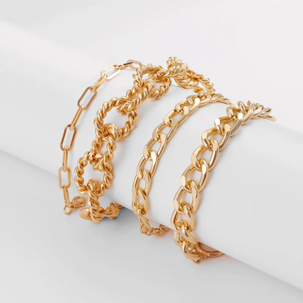 

New Bohemian Gold Chains Bracelets Bangles Multilayer Bracelet for Girls Punk Jewelry Trend Lady Charms Simple Women‘s Bracelet