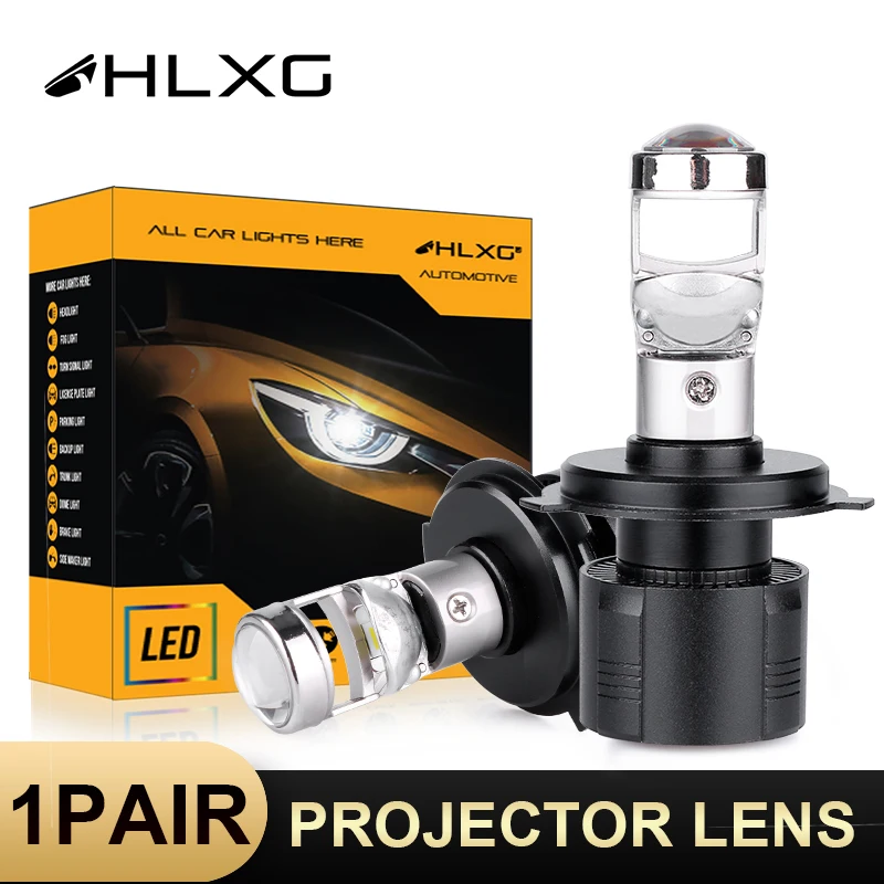 

Супер яркие светодиодные лампы HLXG, светодиодные лампы h4, дальний и ближний свет, светодиодный ные Автомобильные фары, мини-светодиодные лампы с линзами проектора, 12000 лм, лампы для автомобильных фар