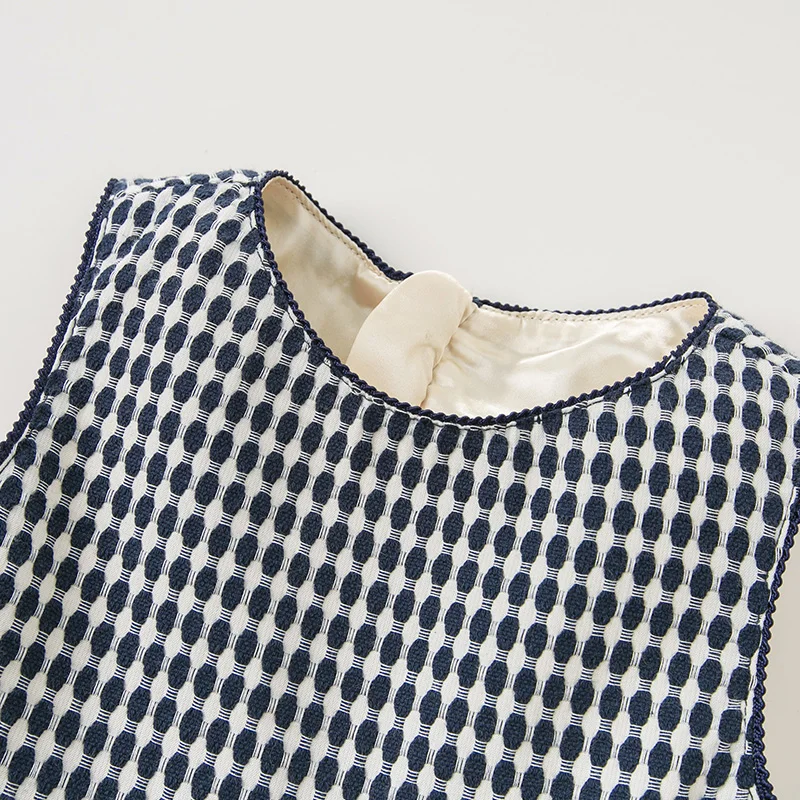 DB11408-2 dave bella/осеннее платье-майка принцессы в горошек с бантом для маленьких