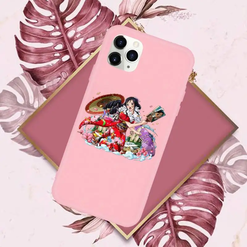 

Anime one piece Nami sexy girl Phone Case Pink Candy Color for iPhone 11 12 mini pro XS MAX 8 7 6 6S Plus X SE 2020 XR