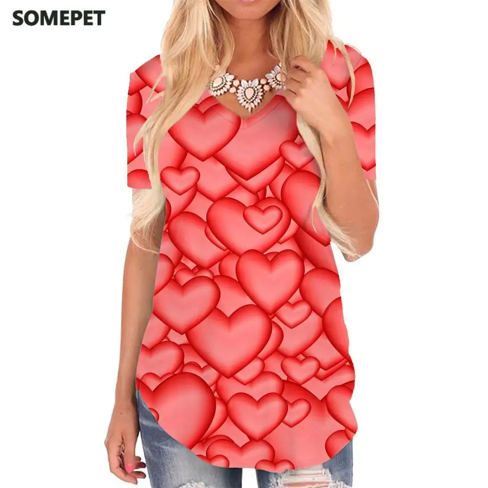 

SOMEPET Love T-shirt women Pink Shirt Print Creativity Tshirts Printed Harajuku Funny T shirts T-shirts 3d V-neck Tshirt