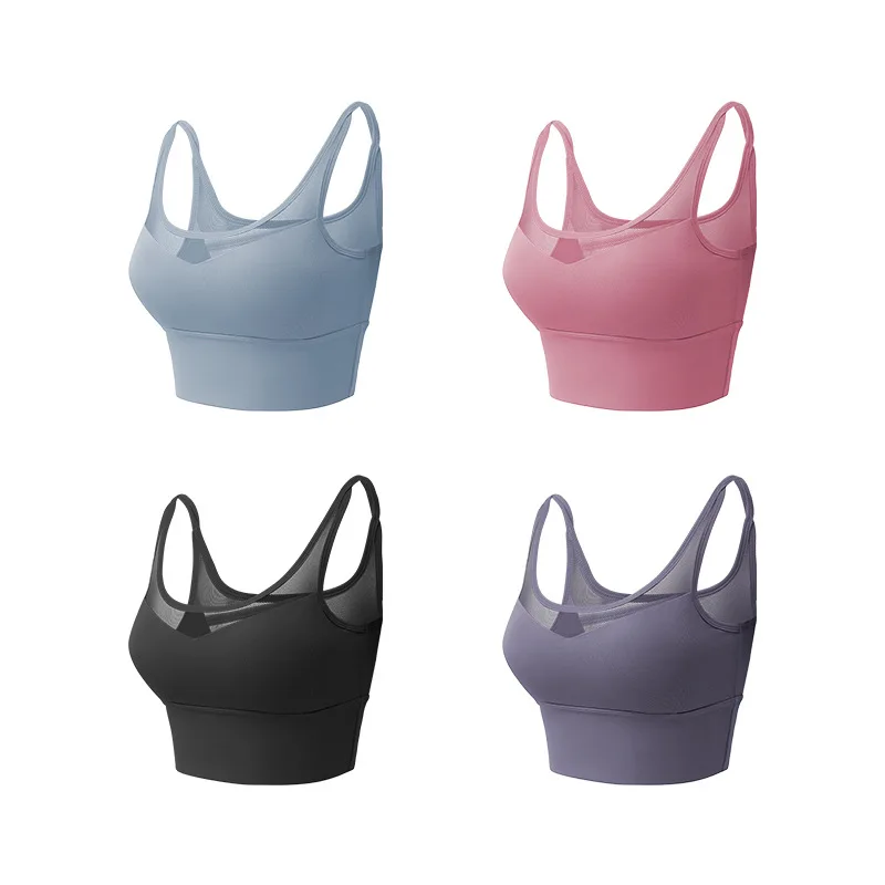 Professinal Crop Yaga Runnning Fitness Bra Training Strong Stretch Gym Clothes for Women Mesh Breathable Sport Bras