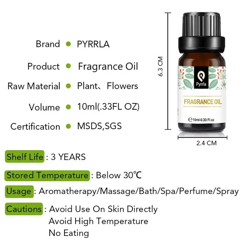 Pyrrla 10ml Coffee Fragrance Oil For Aromatherapy Diffusers Flower Fruit Essential Strawberry Sea Breeze Relieve Stress | Красота и
