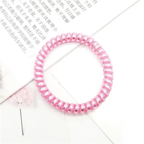 A6 Elastic Clear Telephone Wire Hair Bands Plastic Gum For Hair Ties No Crease Coil Hair Tie Ponytail Hairband Hair Accessories - Цвет: A6