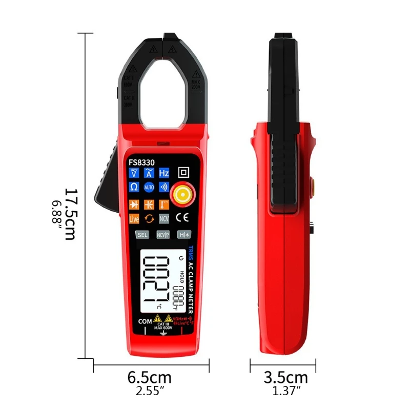 

896B Digital AC DC Current Clamp Meter True RMS Pliers Ammeter Multimeter Resistance Frequency Tester with Flashlight
