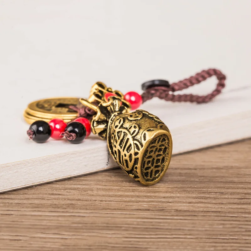 Медная сумка для денег кулон брелок автомобиля Ping An Lucky Fortune медная подвеска с