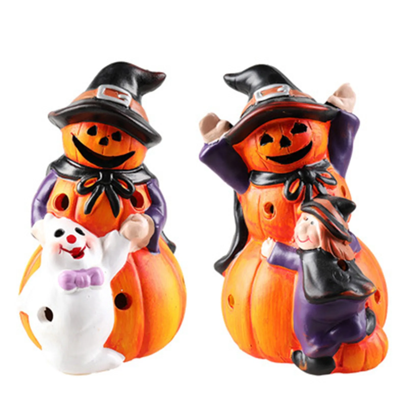 

2PCS New Halloween Pumpkin LED Glowing Witch Lamp Desktop Halloween Decor for Home Halloween 2021 Ornaments