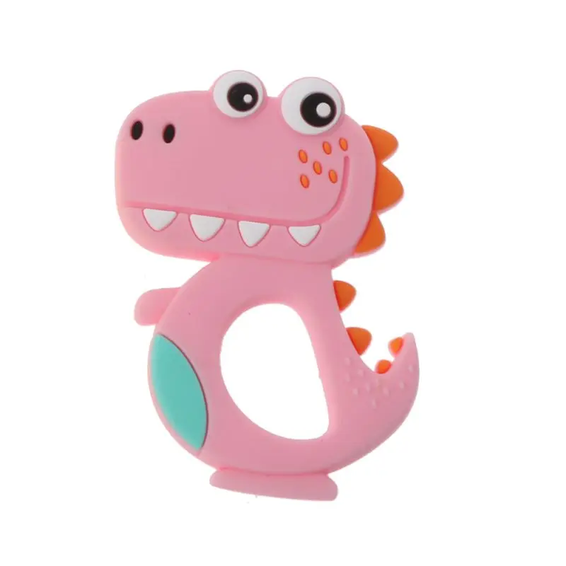 

Food Grade Silicone Teethers DIY Animal Dinosaur Baby Ring Teether Infant Chew Charms Kids Teething Gift Toddler Toys