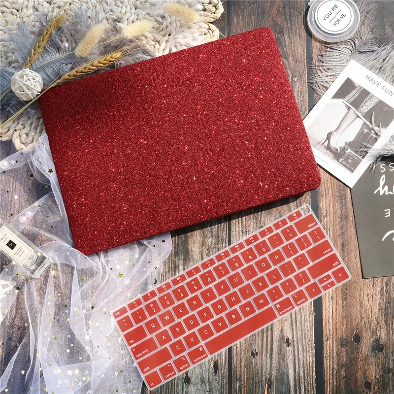 Пластиковый жесткий чехол с клавиатурой для MacBook Air 13 11 Pro 13 15 Touch Bar A2159 A1932 12 1" Ловец снов - Цвет: Bling red