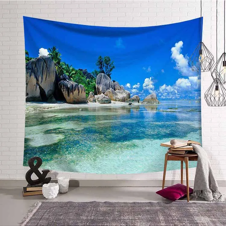 Солнечный день горный гобелен океан голубое небо горы Настенный декор для