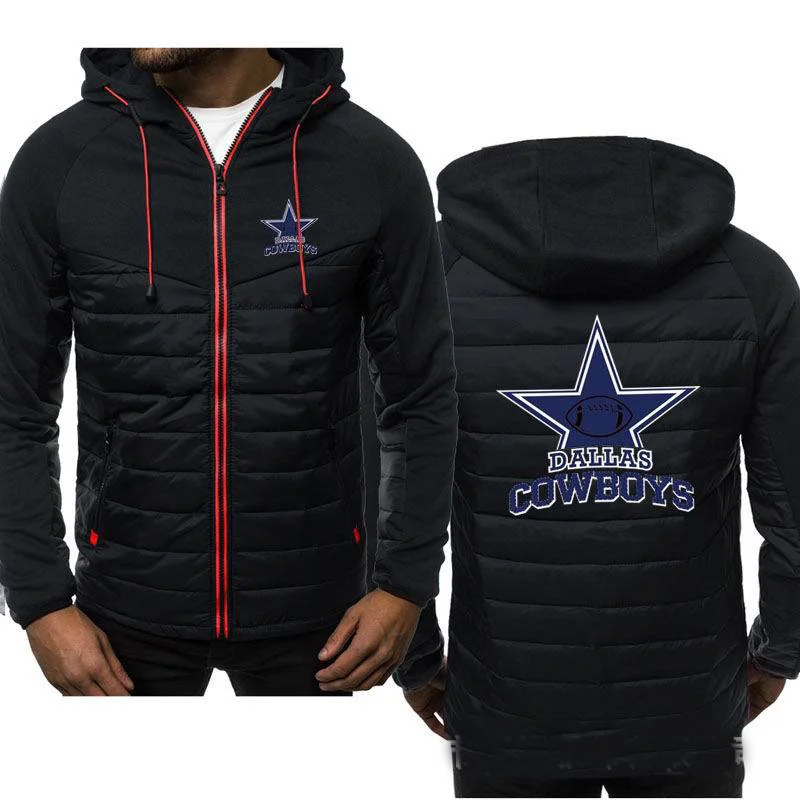 

Winter Men's Hoodies COWBOYS Logo Coat Zipper Hooded Jacket Cotton Coat Slim Fit Fashion Thicken Warm Outwear Man Tracksuit