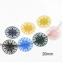 20pcslot round snowflake shape spray lacquer painting hollow out filigree stamping charms for women girls earring making