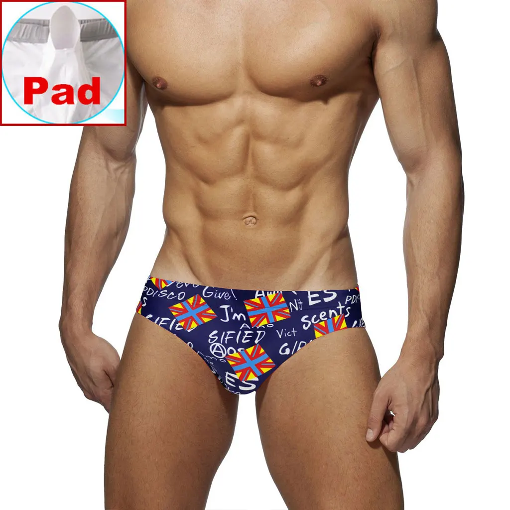 Men Swimwear Push Up Swim Bikini Briefs Sexy Mens Pad Swimsuits Swimming Trunks Print Surfing Boxer Board Gay Shorts Man Beach