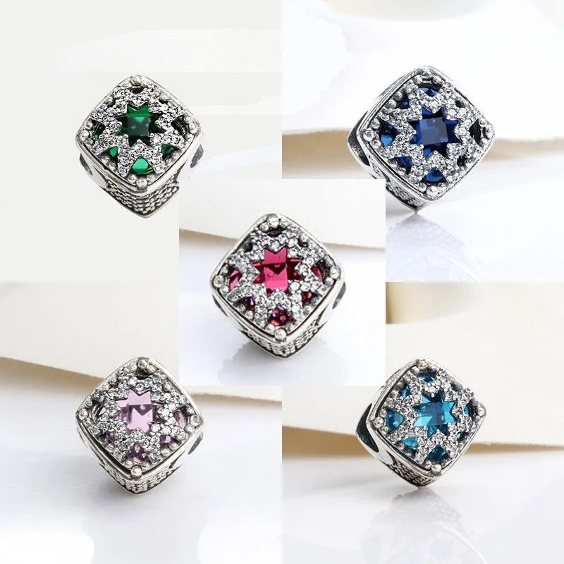 

Аутентичные 925 стерлингового серебра бусины творческий; Классического фасона; Снежинка бусины, подходят к оригиналу Pandora, браслет для женщи...