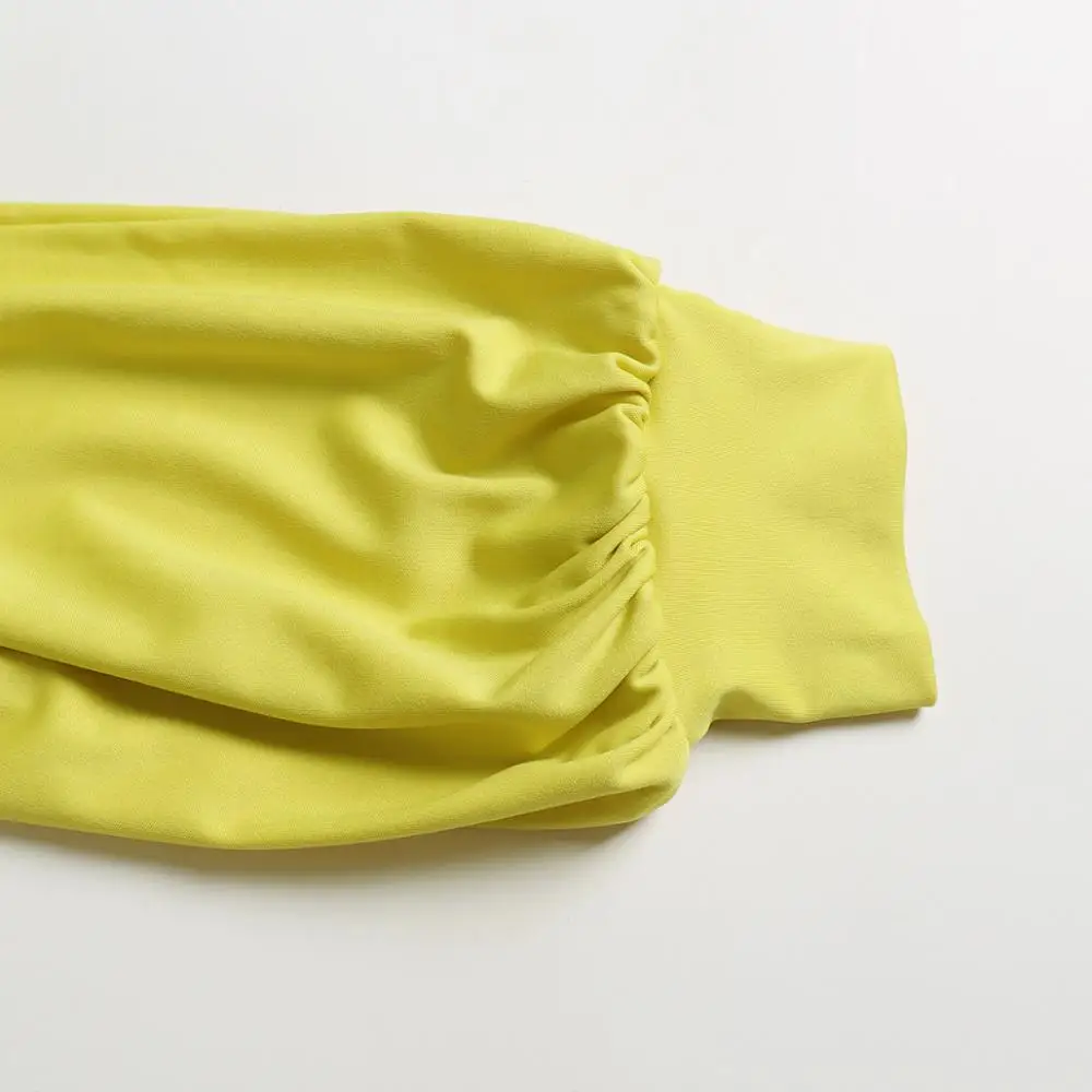 Осенний Одноцветный Женский комплект длинный рукав галстук подол топ широкие