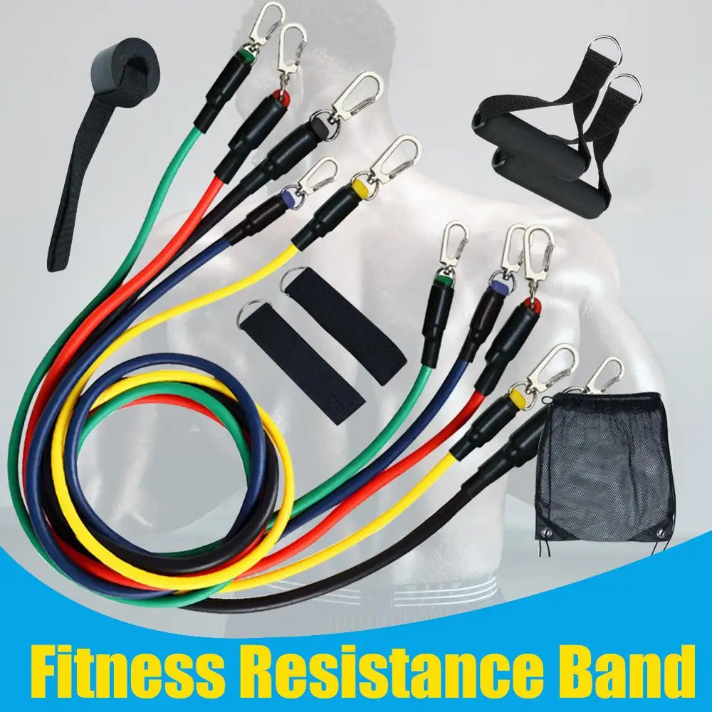 

11pcs Resistance Bands Set for Physical Therapy, Training, Home Workouts with Door Anchor, Handles, Ankle Straps and Carry Bag