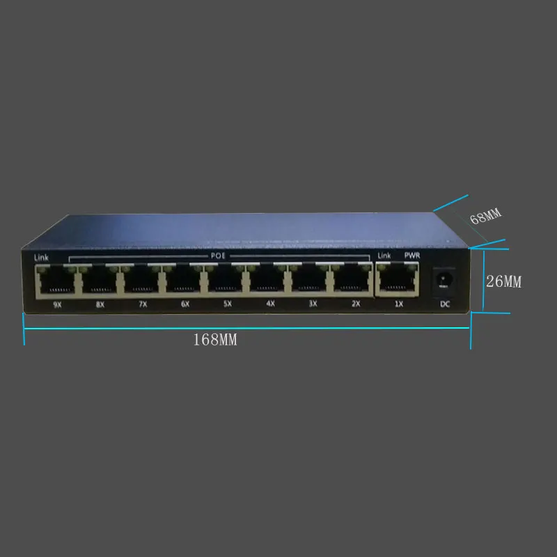 9 портов Ethernet IEEE802.3af POE переключатель ip телефон камера светодиодный экран Потолок